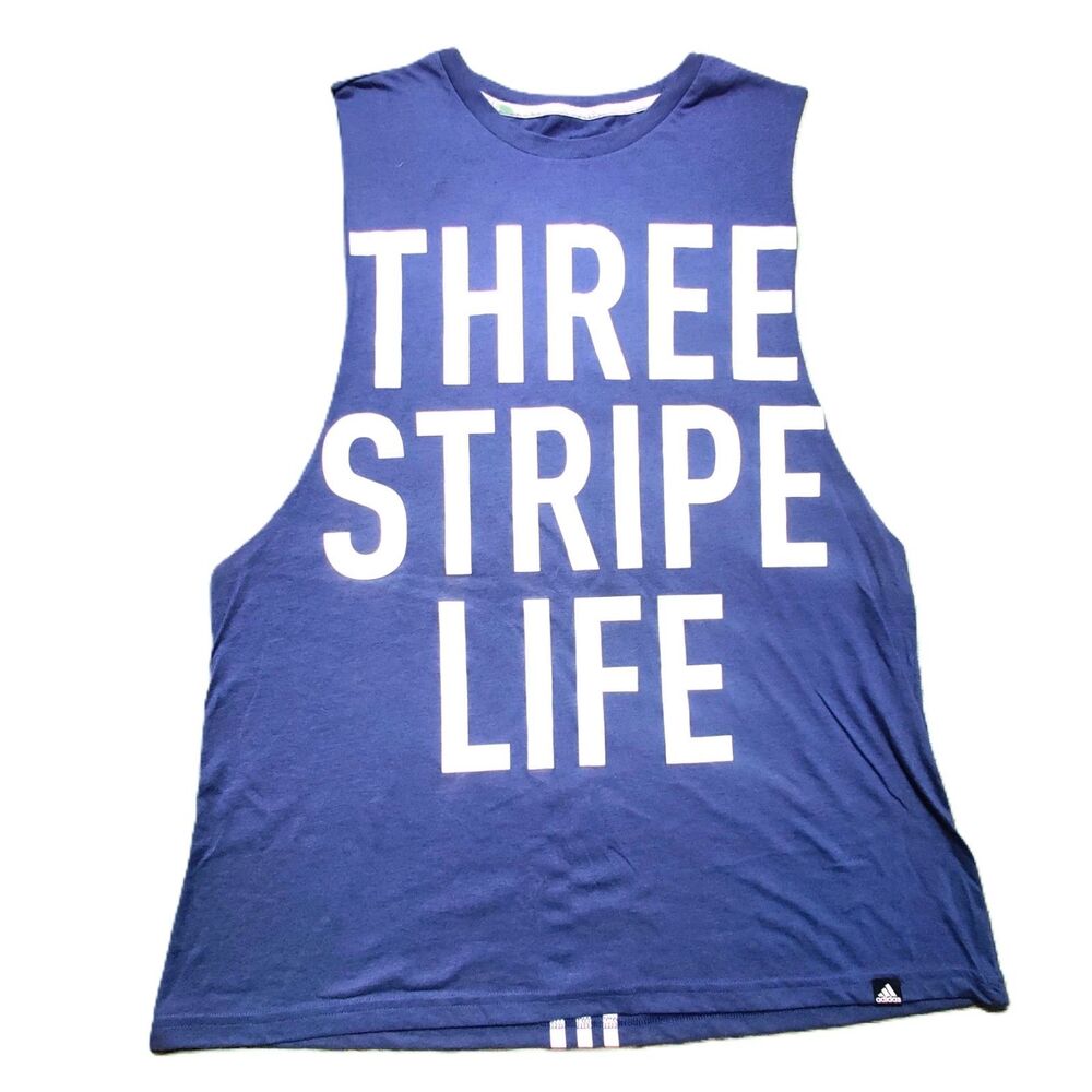 Adidas Ultimate 2.0 Tank Top Mens XL Blue Three Stripe Life Climalite Gym Shirt